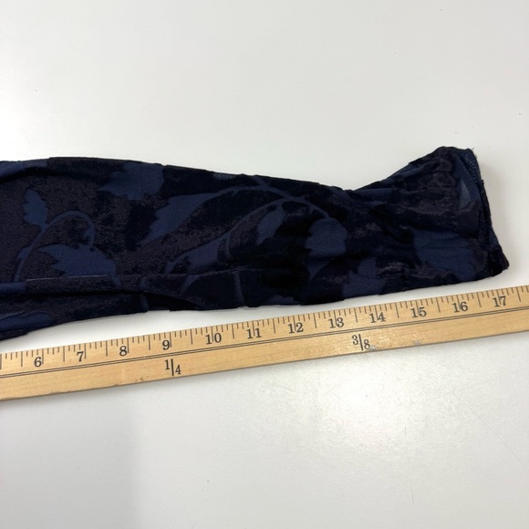 AMANDA SMITH Shift Dress 10 Navy Floral Burnout Velvet Square Neck Long Sleeve - Picture 8 of 11